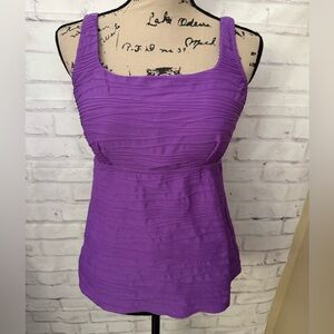 Lands' End 12D Square Neck Tankini Swimsuit Top Purple Textured Resortwear